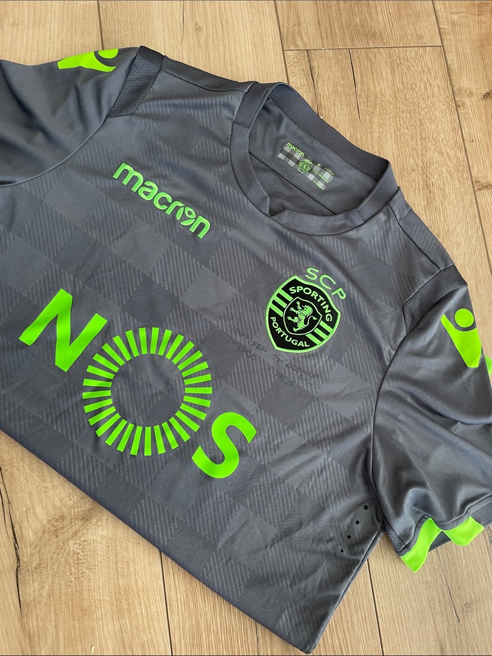 Sporting CP 2018/19 Away Jersey Macron Grey Authentic Lisbon Soccer Super Bock M